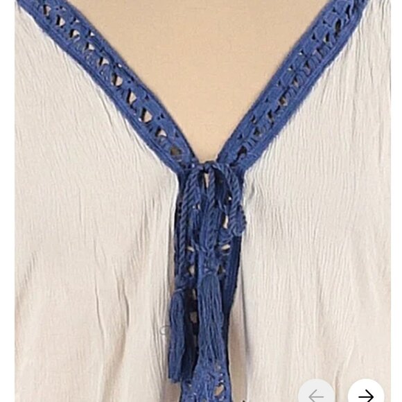 Surf Gypsy  Swimsuit cover up Blue trim on white sleeveless  Size M - Picture 2 of 5